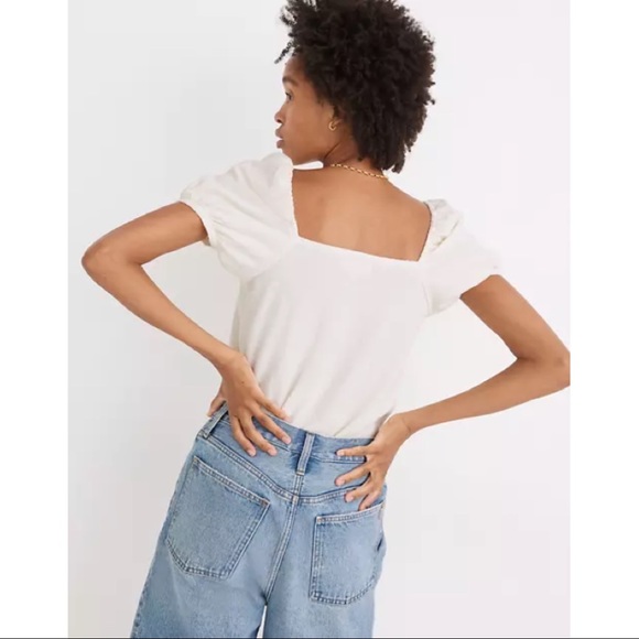 NWT Madewell Jacquard Square-Neck Puff-Sleeve Top - Picture 3 of 4